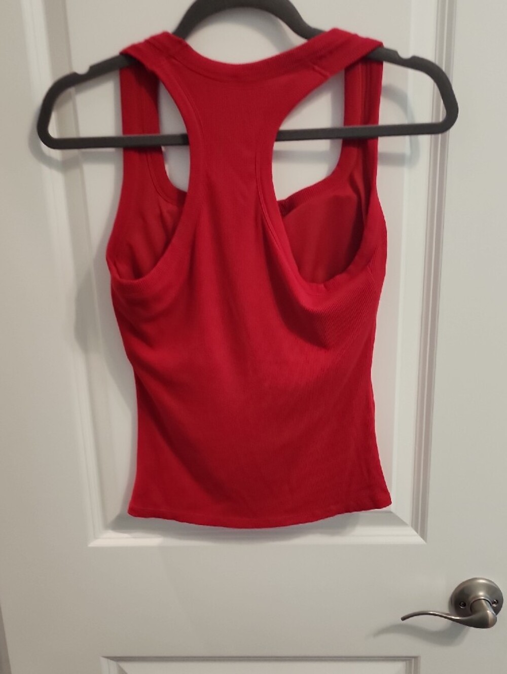 ReoRia Red Racerback Built In Bra Tank - Womens Ribbed Active Top Large - Picture 5 of 10